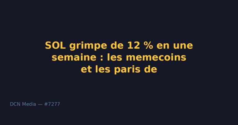 SOL grimpe de 12 % en une semaine : les memecoins et les paris de